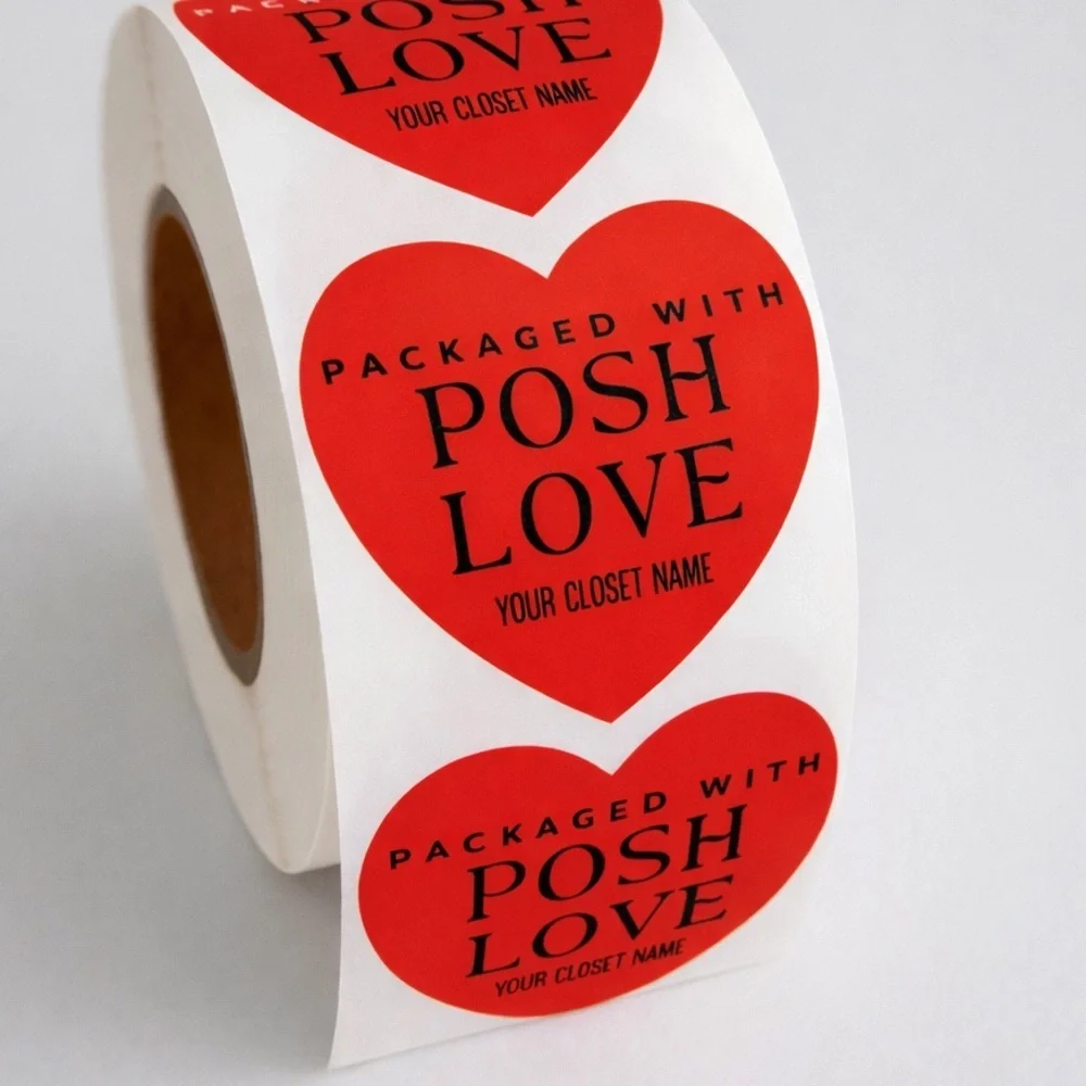 100-Pack Custom Heart Stickers Packaged with Posh Love w/your  Poshmark name
